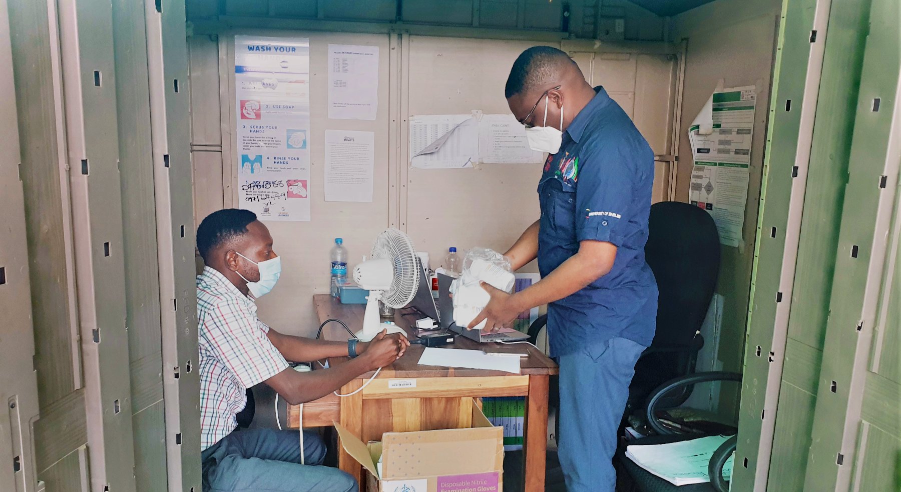 Dr Sivile at the multi-month dispensing unit that was installed to survive the COVID-19 pandemic