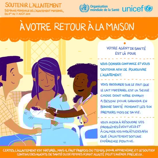 French WHO breastfeeding support 2014 - When you go home infographic