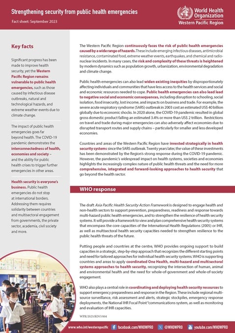 Strengthening regional health security